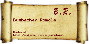 Busbacher Romola névjegykártya